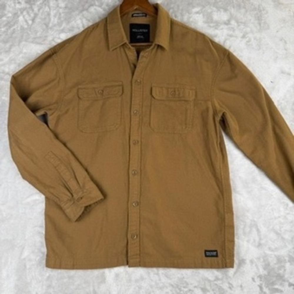 Hollister Jacket Oversized Fit Mens Shirt Jacket Tan Medium Button Up Workwear